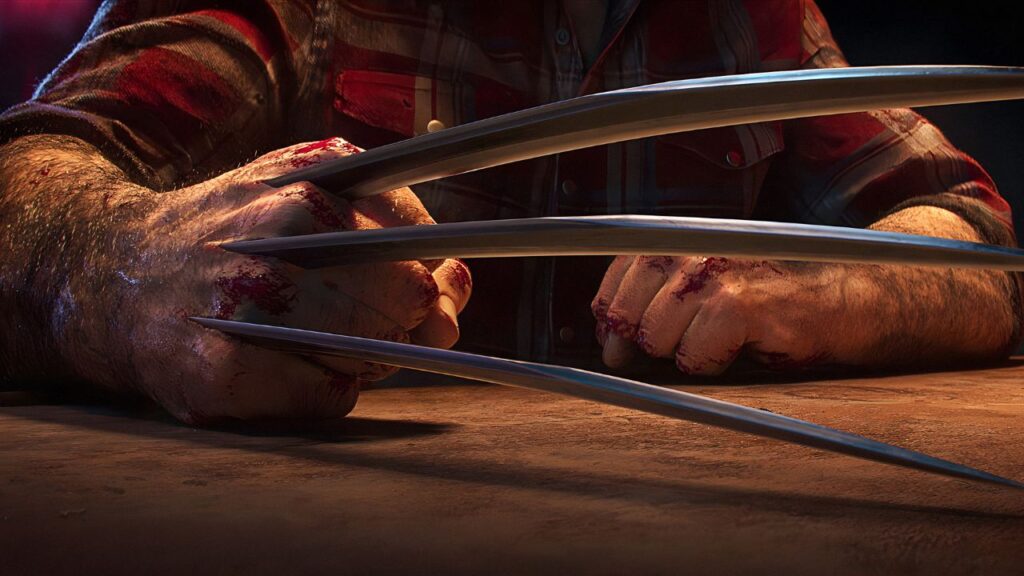 essa imagem mostra o wolverine no trailer de anuncio de marvels wolverine usando suas garras