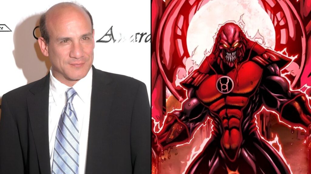 A imagem mostra uma montagem colocando o ator Paul Ben-Victor que estará série Lanterns ao lado do personagem Atrocitus