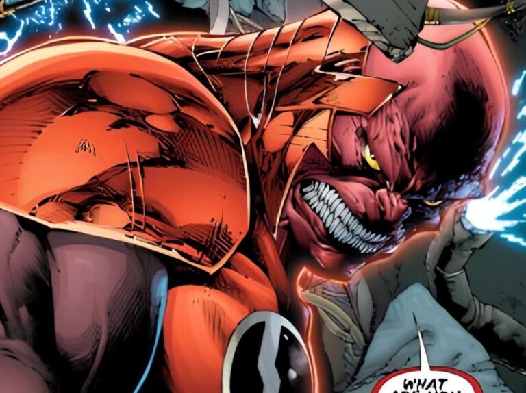 A imagem está mostrando o personagem Atrocitus que segundo rumores pode estár na série Lanterns