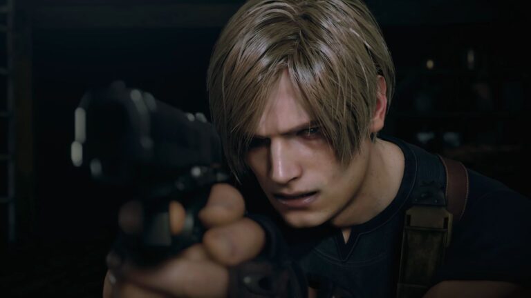 Essa imagem está mostrando o personagem Leon S Kennedy no Remake de Resident Evil 4